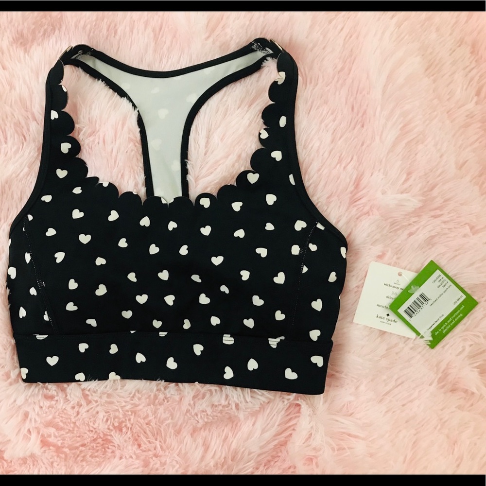 Kate Spade Heartbeat Scalloped Sports Bra NWT